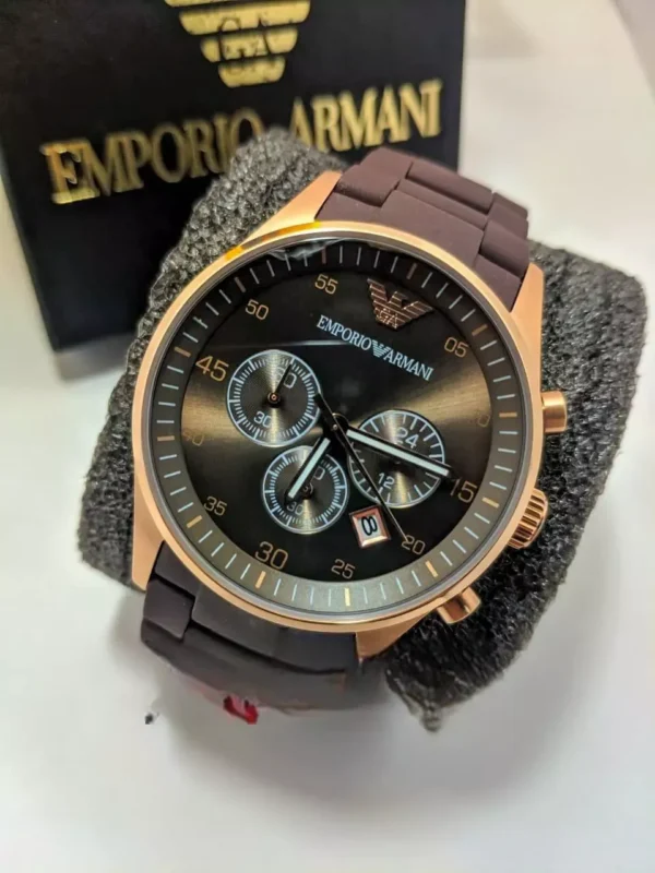 Relógio Emporio Armani Ar5905 Marrom Rose Unissex Linha Luxo- 100% Funcional