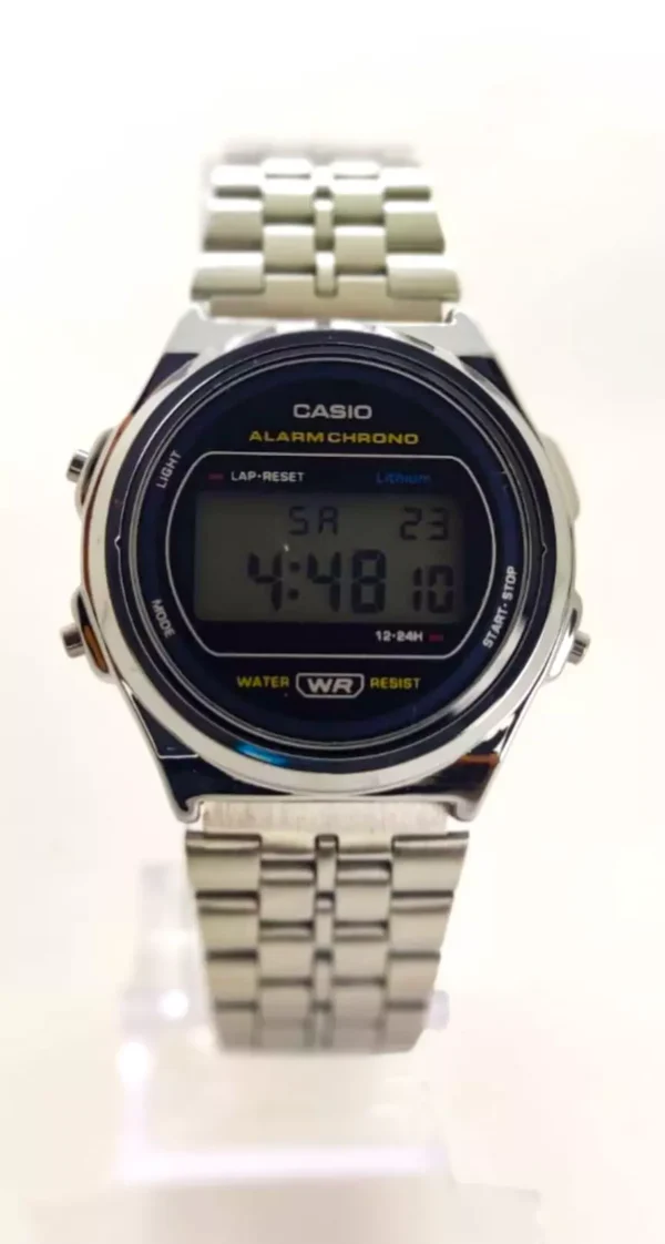 Relógio Casio Vintage Prata preto Redondo a prova d'agua